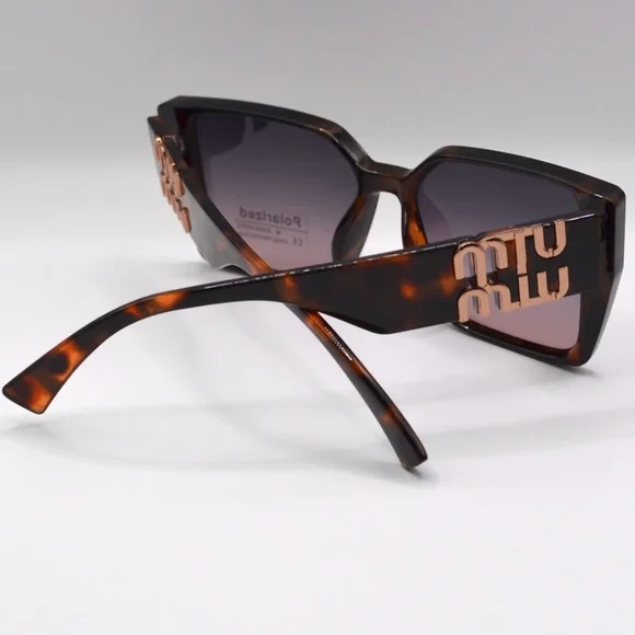 MIU MIU Women’s Polarized Sunglasses | Tortoise Brown | Grey Purple Lens | New - Picture 14 of 16